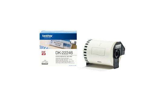 Brother DK22246 Etikett løpende lengde - sort på hvit, 103 mm bred