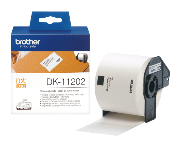 Brother original DK11202 forsendelsesetikett - sort på hvit, 62 mm x 100 mm